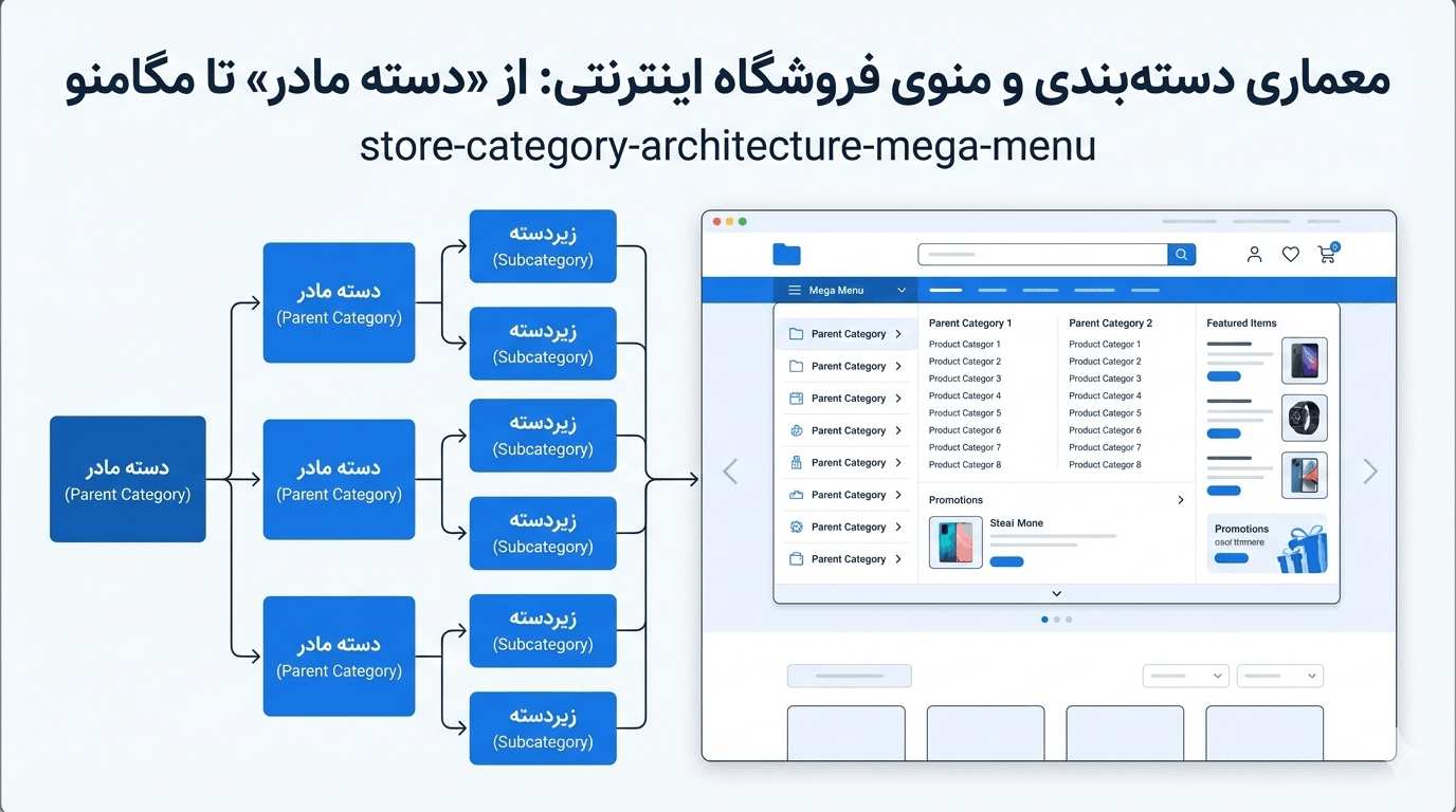 معماری دسته‌بندی و منوی فروشگاه اینترنتی: از «دسته مادر» تا مگامنو